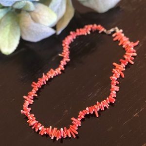 Vintage Salmon Colored Branch Coral Necklace/Choker - 16 Inches